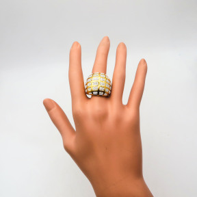 316L Stainless Steel and Zirconia Snail Shell Ring,Gold Plating,Size 7,about 23g/pc,1 pc/package,HHP00507biib-360