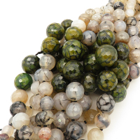 Natural Agate,Dragon Veins Agate,Round sequence bead，Faceted,Dyed,Green & Beige,8~20mm,Hole:1mm,about 39pcs/strand,about 80g/strand,5 strands/package,17"(43cm),XBGB02557vila-L001