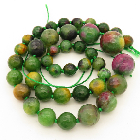 Natural Alabaster,Round sequence bead,Faceted,Dyed,Green,8~16mm,Hole:1mm,about 41pcs/strand,about 61g/strand,5 strands/package,18"(46cm),XBGB02560vila-L001
