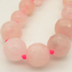 Natural Rose Quartz,Round sequence bead,Faceted,Dyed,Pink,8~14mm,Hole:1mm,about 41pcs/strand,about 58g/strand,5 strands/package,18"(46cm),XBGB02563vila-L001
