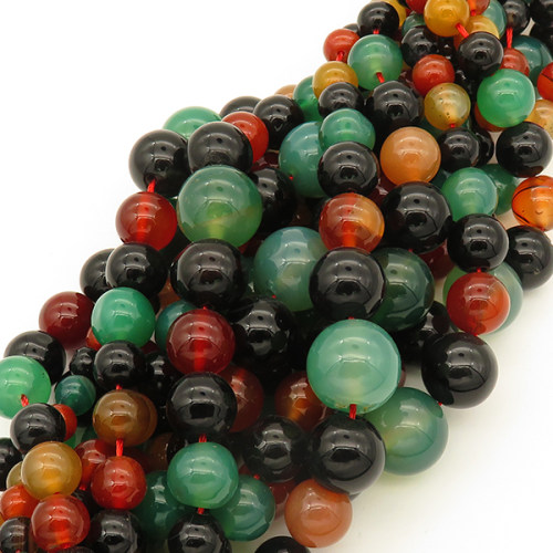 Natural Agate,Colorful Agate,Round sequence bead,Dyed,Mixed color,6~14mm,Hole:1mm,about 60pcs/strand,about 36g/strand,5 strands/package,16"(41cm),XBGB02566vila-L001