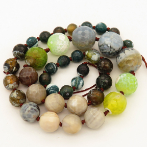Natural Agate,Colorful Agate,Round sequence bead,Faceted,Dyed,Mixed color,8~16mm,Hole:1mm,about 39pcs/strand,about 72g/strand,5 strands/package,19"(48cm),XBGB02569vila-L001