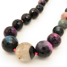 Natural Agate,Colorful Agate,Round sequence bead,Faceted,Dyed,Mixed color,8~20mm,Hole:1mm,about 35pcs/strand,about 92g/strand,5 strands/package,18"(46cm),XBGB02572vila-L001