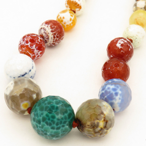 Natural Agate,Fire Agate,Round sequence bead,Faceted,Dyed,Mixed color,8~20mm,Hole:1mm,about 37pcs/strand,about 79g/strand,5 strands/package,18"(45cm),XBGB02575vila-L001