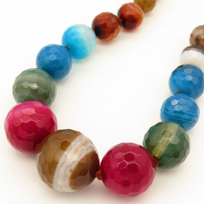 Natural Agate,Striped Agate,Round sequence bead,Faceted,Dyed,Mixed color,8~20mm,Hole:1mm,about 37pcs/strand,about 82g/strand,5 strands/package,18"(45cm),XBGB02578vila-L001