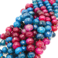 Natural Agate,Colorful Agate,Abacus sequence bead,Faceted,Dyed,Mixed color,6*10~12*8mm,Hole:1mm,about 43pcs/strand,about 116g/strand,5 strands/package,18"(47cm),XBGB02581aiov-L001
