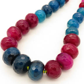 Natural Agate,Colorful Agate,Abacus sequence bead,Faceted,Dyed,Mixed color,6*10~12*8mm,Hole:1mm,about 43pcs/strand,about 116g/strand,5 strands/package,18"(47cm),XBGB02581aiov-L001