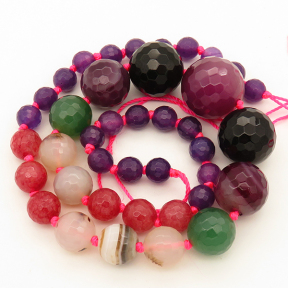 Natural Agate,Colorful Agate,Abacus sequence bead,Faceted,Dyed,Mixed color,8*20mm,Hole:1mm,about 40pcs/strand,about 81g/strand,5 strands/package,19"(48cm),XBGB02584vila-L001