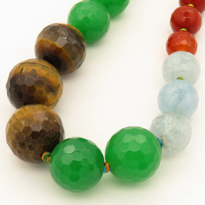 Natural Mixed colorful stones,Round sequence bead,Faceted,Dyed,Mixed color,6*16mm,Hole:1mm,about 41pcs/strand,about 63g/strand,5 strands/package,18"(45cm),XBGB02587vila-L001