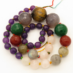 Natural Mixed colorful stones,Round sequence bead,Faceted,Dyed,Mixed color,8*20mm,Hole:1mm,about 39pcs/strand,about 78g/strand,5 strands/package,18"(45cm),XBGB02590vila-L001