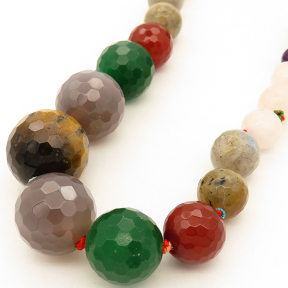 Natural Mixed colorful stones,Round sequence bead,Faceted,Dyed,Mixed color,8*20mm,Hole:1mm,about 39pcs/strand,about 78g/strand,5 strands/package,18"(45cm),XBGB02590vila-L001