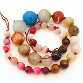 Natural Mixed colorful stones,Round sequence bead,Faceted,Dyed,Mixed color,8*20mm,Hole:1mm,about 37pcs/strand,about 80g/strand,5 strands/package,18"(45cm),XBGB02593vila-L001