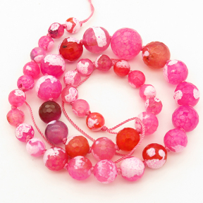 Natural Agate,Fire Agate,Round sequence bead,Faceted,Dyed,Rose red,8*16mm,Hole:0.8mm,about 41pcs/strand,about 60g/strand,5 strands/package,18"(45cm),XBGB02596vila-L001