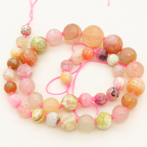 Natural Agate,Round sequence bead,Faceted,Dyed,Pink & Yellow,8*16mm,Hole:0.8mm,about 40pcs/strand,about 56g/strand,5 strands/package,17"(43cm),XBGB02599vila-L001