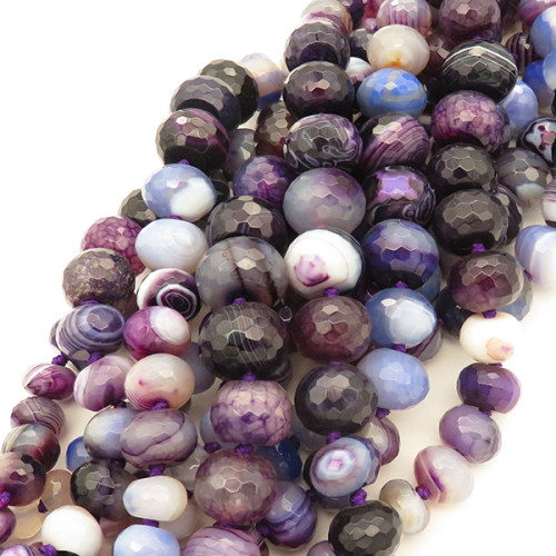 Natural Agate,Striped Agate,Abacus sequence bead,Faceted,Dyed,Purple,6*8~12*8mm,Hole:1mm,about 49pcs/strand,about 87g/strand,5 strands/package,18"(47cm),XBGB02602aiov-L001