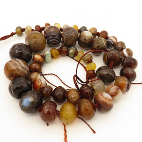 Natural Agate,Striped Agate,Abacus sequence bead,Faceted,Dyed,Brown,5*8~13*17mm,Hole:1mm,about 49pcs/strand,about 91g/strand,5 strands/package,19"(49cm),XBGB02605vila-L001