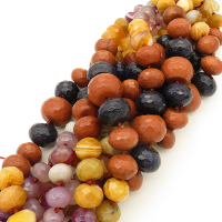 Natural Mixed colorful stones,Abacus sequence bead,Faceted,Dyed,Mixed color,6*8~14*20mm,Hole:0.8mm,about 49pcs/strand,about 86g/strand,5 strands/package,19"(48cm),XBGB02608vila-L001