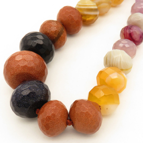 Natural Mixed colorful stones,Abacus sequence bead,Faceted,Dyed,Mixed color,6*8~14*20mm,Hole:0.8mm,about 49pcs/strand,about 86g/strand,5 strands/package,19"(48cm),XBGB02608vila-L001
