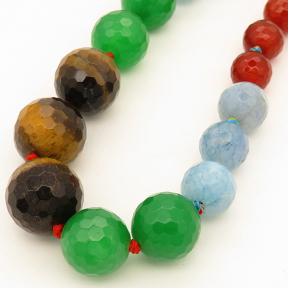 Natural Mixed colorful stones,Round sequence bead,Faceted,Dyed,Mixed color,6~16mm,Hole:0.8mm,about 41pcs/strand,about 62g/strand,5 strands/package,18"(45cm),XBGB02614vila-L001