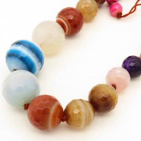 Natural Agate,Striped Agate,Round sequence bead,Faceted,Dyed,Mixed color,8~20mm,Hole:1mm,about 37pcs/strand,about 81g/strand,5 strands/package,18"(46cm),XBGB02617aiov-L001