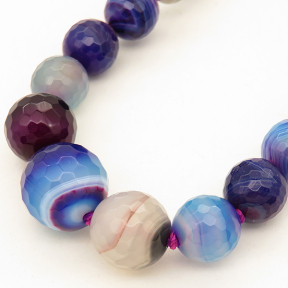 Natural Agate,Striped Agate,Round sequence bead,Faceted,Dyed,Mixed color,8~16mm,Hole:1mm,about 41pcs/strand,about 57g/strand,5 strands/package,17"(44cm),XBGB02620aiov-L001