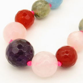 Natural Agate,Colorful Agate,Round sequence bead,Faceted,Dyed,Mixed color,8~16mm,Hole:1mm,about 41pcs/strand,about 60g/strand,5 strands/package,18"(46cm),XBGB02623vila-L001