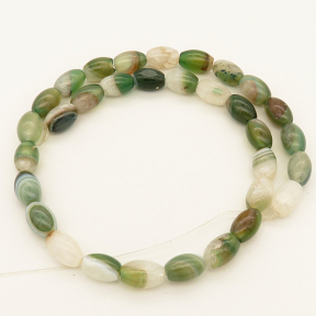 Natural Agate,Striped Agate,Rice bead,Dyed,Grass green,8*12mm,Hole:0.8mm,about 32pcs/strand,about 36g/strand,5 strands/package,15"(38cm),XBGB02656ahlv-L001