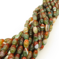 Natural Agate,Striped Agate,Rice bead,Dyed,Flowers green,8*12mm,Hole:0.8mm,about 33pcs/strand,about 37g/strand,5 strands/package,15"(38cm),XBGB02659ahlv-L001