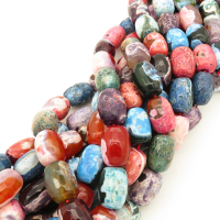 Natural Agate,Fire Agate,Drum bead,Faceted,Dyed,Mixed color,12*16~14*18mm,Hole:1mm,about 22pcs/strand,about 100g/strand,5 strands/package,15"(38cm),XBGB02671vhov-L001