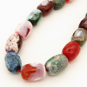 Natural Agate,Fire Agate,Drum bead,Faceted,Dyed,Mixed color,12*16~14*18mm,Hole:1mm,about 22pcs/strand,about 100g/strand,5 strands/package,15"(38cm),XBGB02671vhov-L001