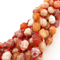 Natural Agate,Fire Agate,Octagon Drum bead,Faceted,Dyed,Orange red,11*14mm,Hole:1mm,about 23pcs/strand,about 57g/strand,5 strands/package,16"(40cm),XBGB02690vila-L001