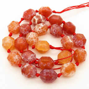 Natural Agate,Fire Agate,Octagon Drum bead,Faceted,Dyed,Orange red,11*14mm,Hole:1mm,about 23pcs/strand,about 57g/strand,5 strands/package,16"(40cm),XBGB02690vila-L001