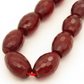 Natural Agate,Oval Rice bead,Faceted,Dyed,Jujube red,10*14mm,Hole:1mm,about 28pcs/strand,about 58g/strand,5 strands/package,15"(38cm),XBGB02708ahlv-L001