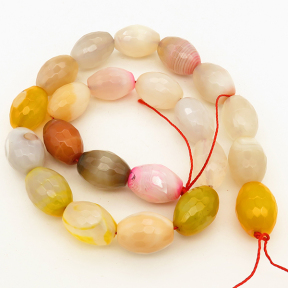 Natural Agate,Oval Rice bead,Faceted,Dyed,Mixed color,13*18mm,Hole:1mm,about 22pcs/strand,about 92g/strand,5 strands/package,15"(38cm),XBGB02711vhov-L001