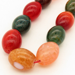 Natural Agate,Colorful Agate,Oval Rice bead,Dyed,Mixed color,12*15mm,Hole:1mm,about 25pcs/strand,about 86g/strand,5 strands/package,15"(38cm),XBGB02714ahlv-L001