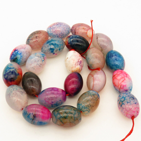 Natural Agate,Ice Burst Agate,Oval Rice bead,Dyed,Mixed color,13*18mm,Hole:1mm,about 22pcs/strand,about 97g/strand,5 strands/package,15"(38cm),XBGB02717vhov-L001