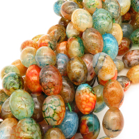 Natural Agate,Ice Burst Agate,Oval Rice bead,Dyed,Mixed color,13*18mm,Hole:1mm,about 22pcs/strand,about 96g/strand,5 strands/package,15"(38cm),XBGB02720vhov-L001