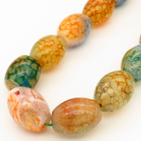 Natural Agate,Ice Burst Agate,Oval Rice bead,Dyed,Mixed color,13*18mm,Hole:1mm,about 22pcs/strand,about 96g/strand,5 strands/package,15"(38cm),XBGB02720vhov-L001