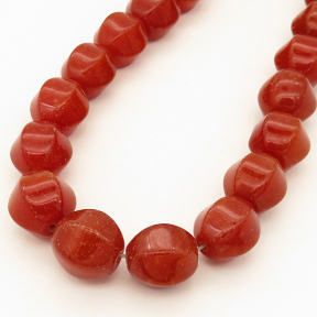Natural Alabaster,Hexagonal Oval,Faceted,Dyed,Orange red,14*15mm,Hole:1mm,about 25pcs/strand,about 117g/strand,5 strands/package,15"(38cm),XBGB02735vhov-L001