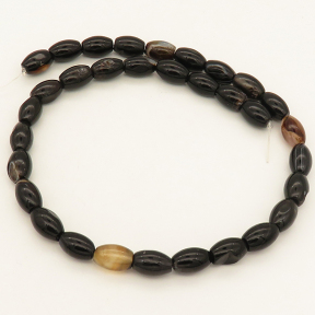 Natural Agate,Oval Rice bead,Dyed,Black,8*12mm,Hole:0.8mm,about 32pcs/strand,about 36g/strand,5 strands/package,15"(38cm),XBGB02741ahlv-L001