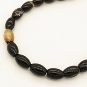 Natural Agate,Oval Rice bead,Dyed,Black,8*12mm,Hole:0.8mm,about 32pcs/strand,about 36g/strand,5 strands/package,15"(38cm),XBGB02741ahlv-L001