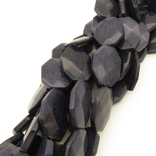 Blue Goldstone,Octagonal egg shape,Faceted,Dyed,Dark Royal blue,22*30*6mm,Hole:0.8mm,about 13pcs/strand,about 90g/strand,5 strands/package,15"(38cm),XBGB02754aiov-L001
