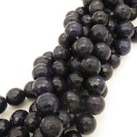 Blue Goldstone,Round,Faceted,Dyed,Dark Royal blue,14mm,Hole:0.8mm,about 28pcs/strand,about 94g/strand,5 strands/package,15"(38cm),XBGB02760vhov-L001