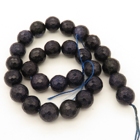 Blue Goldstone,Round,Faceted,Dyed,Dark Royal blue,14mm,Hole:0.8mm,about 28pcs/strand,about 94g/strand,5 strands/package,15"(38cm),XBGB02760vhov-L001