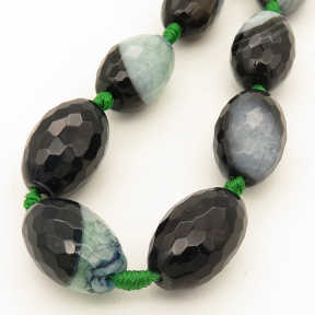Natural Agate,Oval Rice bead,Faceted,Dyed,Black,15*22mm,Hole:1.5mm,about 14pcs/strand,about 90g/strand,5 strands/package,15"(38cm),XBGB02772vila-L001