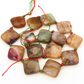 Natural Agate,Rhombus,Faceted,Dyed,Mixed color,21*21~24*24mm,Hole:1mm,about 15pcs/strand,about 61g/strand,5 strands/package,15"(38cm),XBGB02784vila-L001