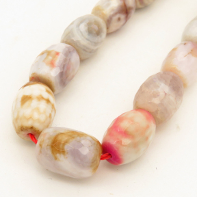 Natural Agate,Drum bead,Faceted,Dyed,White,10*14mm,Hole:0.8mm,about 28pcs/strand,about 62g/strand,5 strands/package,15"(38cm),XBGB02796vhmv-L001