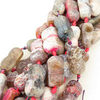 Natural Agate,Ice Burst Agate,Eight-charcater,Dyed,Pink,16*30mm,Hole:1.2mm,about 11pcs/strand,about 147g/strand,5 strands/package,15"(39cm),XBGB02807vila-L001