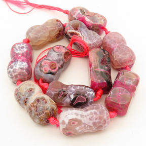 Natural Agate,Ice Burst Agate,Eight-charcater,Dyed,Pink,16*30mm,Hole:1.2mm,about 11pcs/strand,about 147g/strand,5 strands/package,15"(39cm),XBGB02807vila-L001