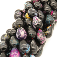 Natural Agate,Fire Agate,Drop,Dyed,Black,13*18mm,Hole:1mm,about 22pcs/strand,about 84g/strand,5 strands/package,15"(38cm),XBGB02822vhov-L001